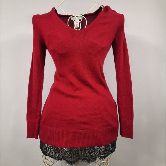 White House Black Market Red Long Sleeve Top - Picture 1 of 4
